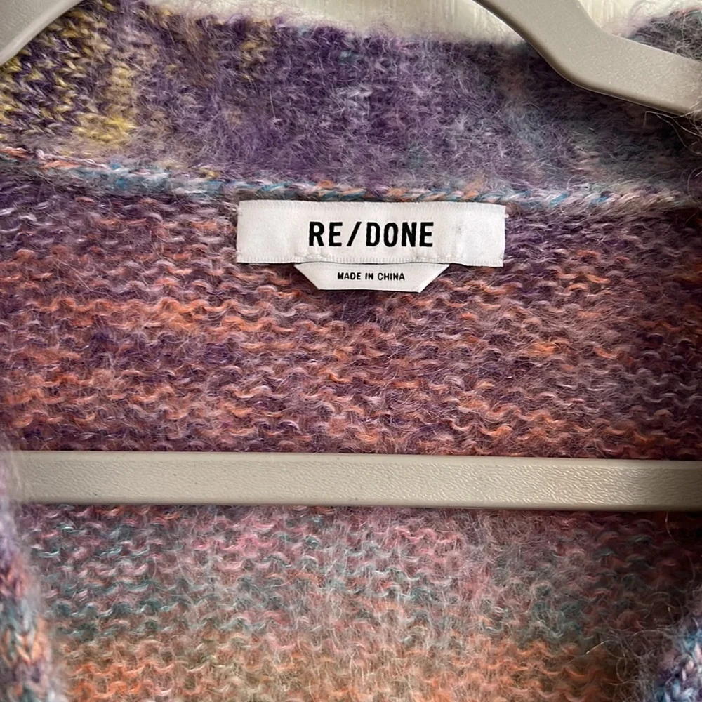 LAST 1!! 🚨🚨 Re/done 90s Crop Oversized Cardigan Purple Space Dye M - Picture 9 of 11